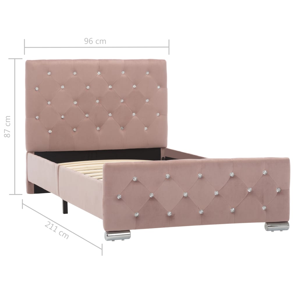 Bedframe Fluweel 90 x 200 cm Roze