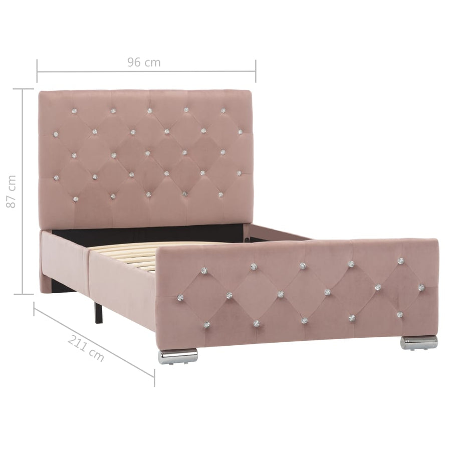 Bedframe Fluweel 90 x 200 cm Roze