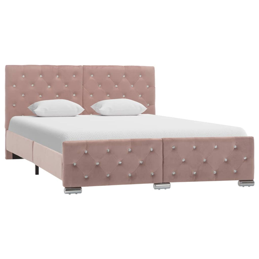 Bedframe Fluweel 140 x 200 cm Roze