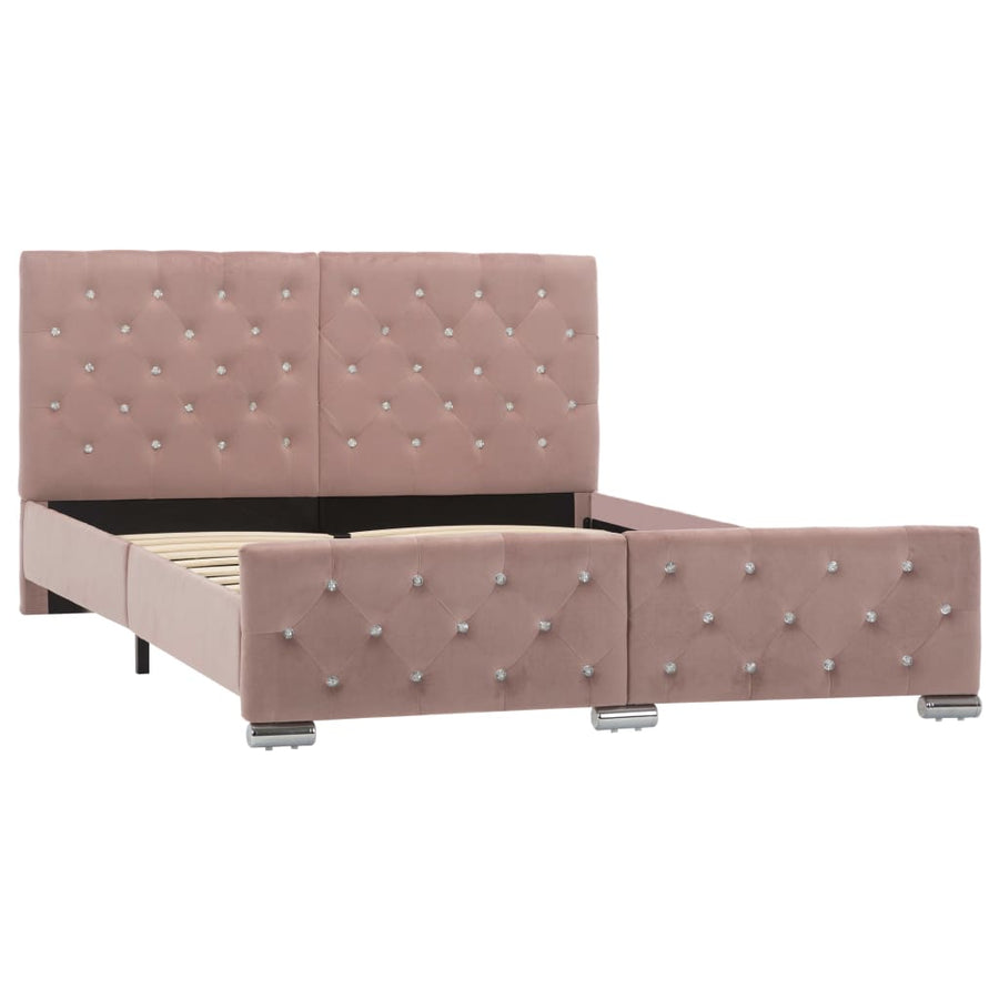 Bedframe Fluweel 140 x 200 cm Roze