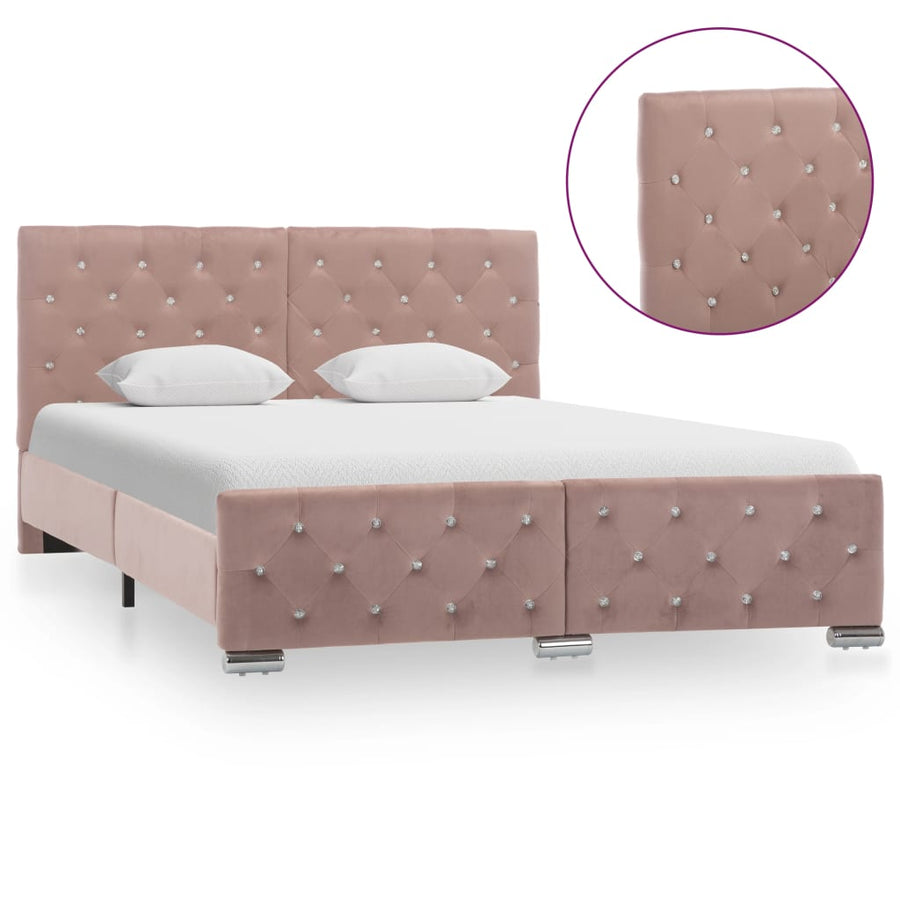 Bedframe Fluweel 140 x 200 cm Roze