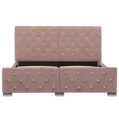 Bedframe Fluweel 140 x 200 cm Roze
