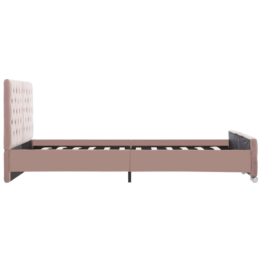 Bedframe Fluweel 140 x 200 cm Roze