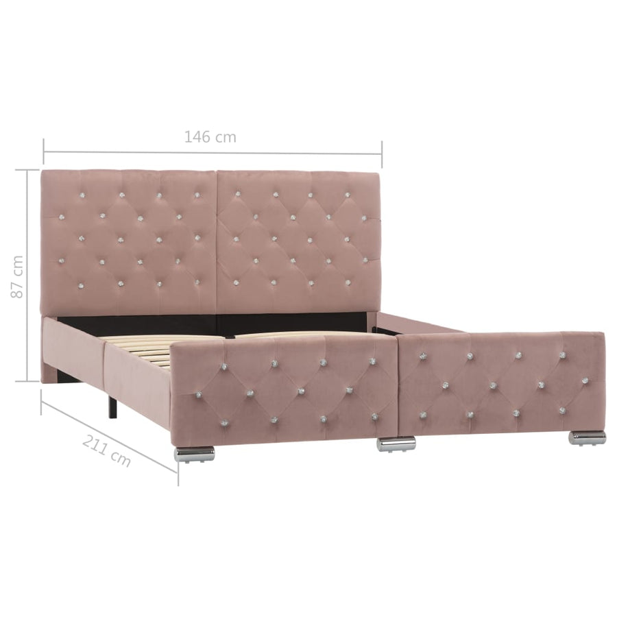 Bedframe Fluweel 140 x 200 cm Roze