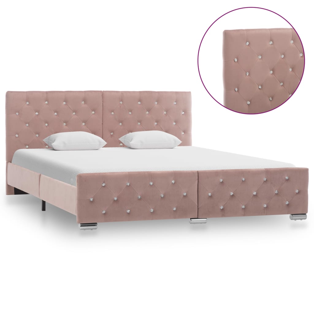 Bedframe Fluweel 160 x 200 cm Roze