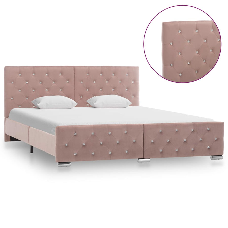 Bedframe Fluweel 160 x 200 cm Roze