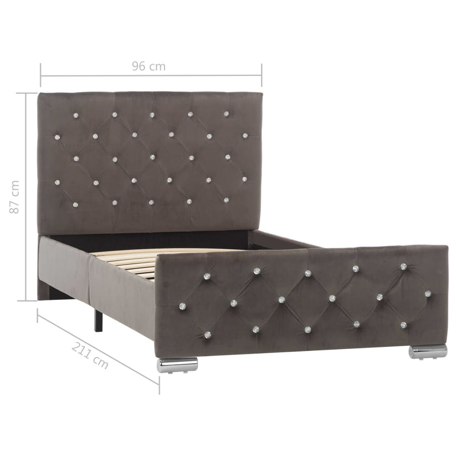 Bedframe Fluweel 90 x 200 cm Grijs