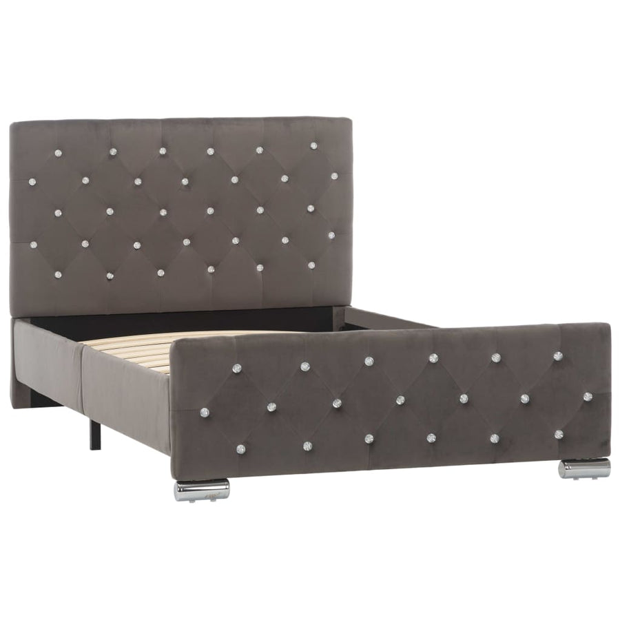 Bedframe fluweel grijs 100x200 cm 100 x 200 cm Grijs