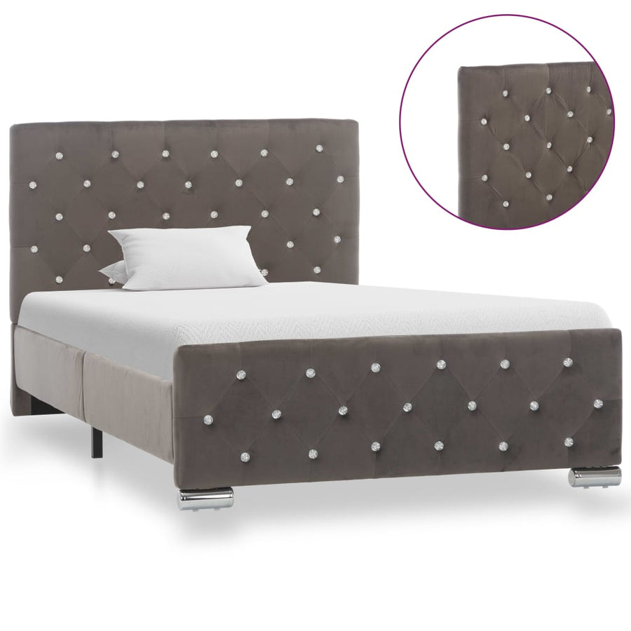 Bedframe fluweel grijs 100x200 cm 100 x 200 cm Grijs