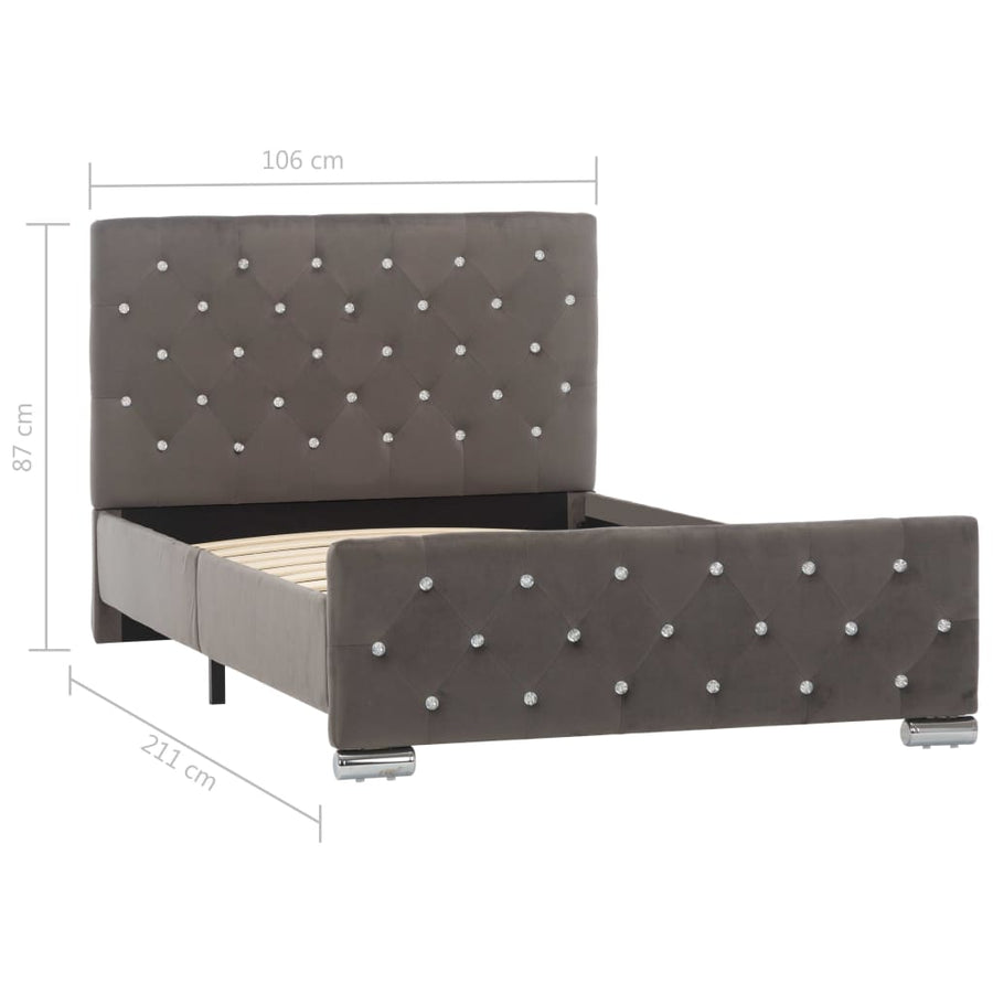 Bedframe fluweel grijs 100x200 cm 100 x 200 cm Grijs