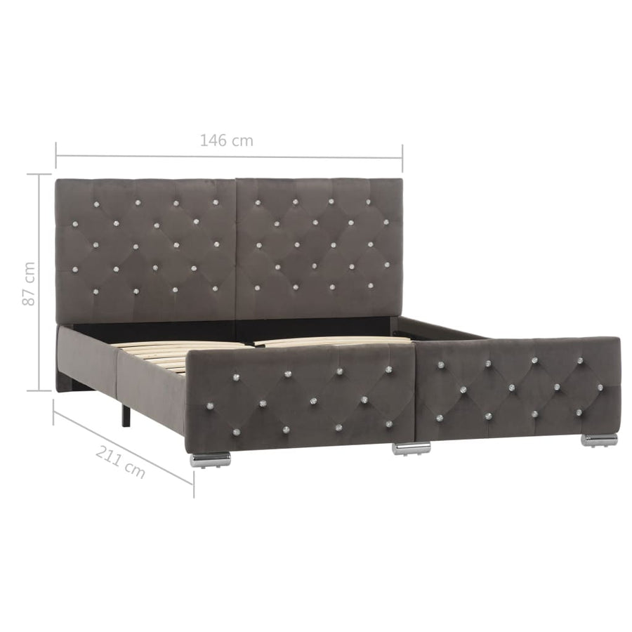 Bedframe Fluweel 140 x 200 cm Grijs