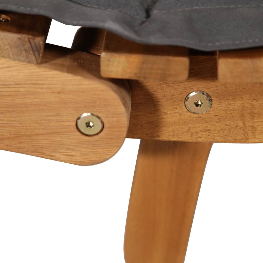 Ligstoel Met Kussen Massief Acaciahout Donkergrijs