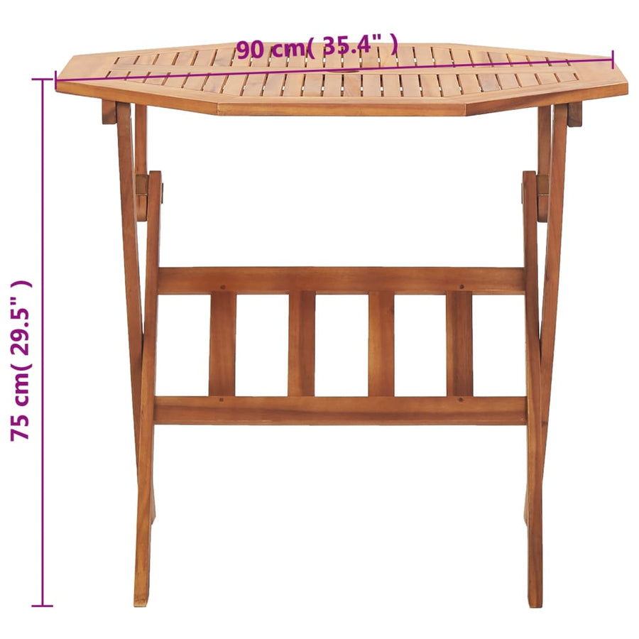 Tuintafel inklapbaar 90x75 cm massief acaciahout