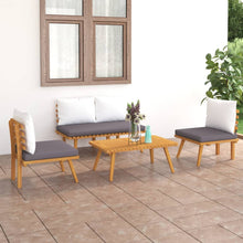 4-Delige Loungeset Met Kussens Massief Acaciahout 1 Bank + 2x Fauteuil + Tafel