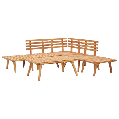 6-Delige Loungeset Massief Acaciahout 1 hoek + 2x midden + 2x voetensteun + Tafel