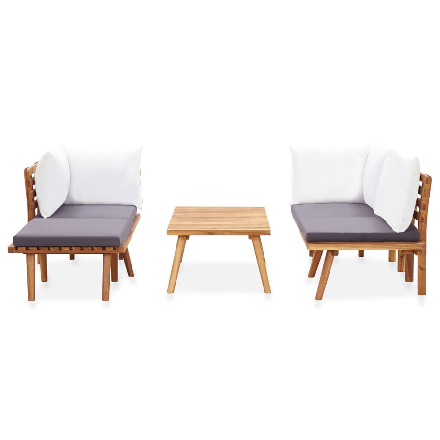 5-Delige Loungeset Massief Acaciahout 1 2x hoek + midden + voetensteun + Tafel