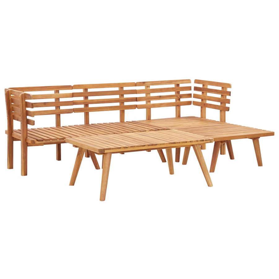 5-Delige Loungeset Massief Acaciahout 1 2x hoek + midden + voetensteun + Tafel