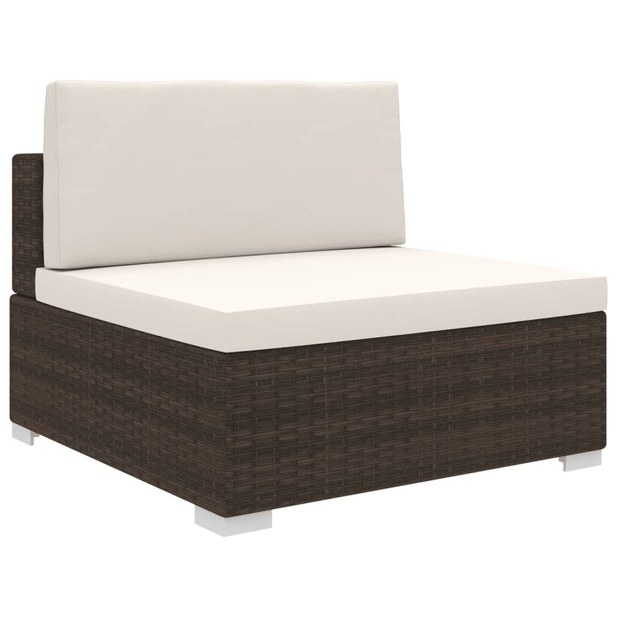 Tuinstoel met kussens middensectie poly rattan bruin