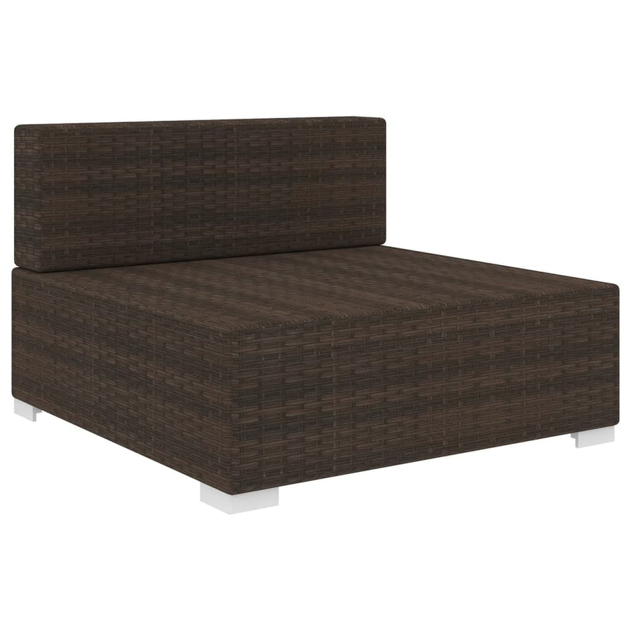 Tuinstoel met kussens middensectie poly rattan bruin