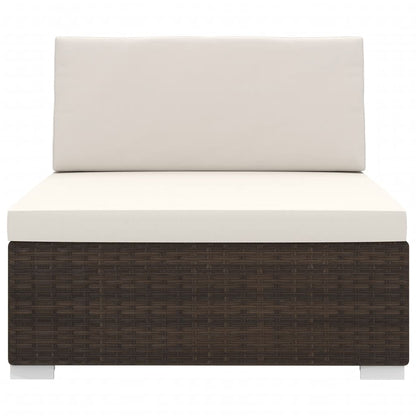 Tuinstoel met kussens middensectie poly rattan bruin