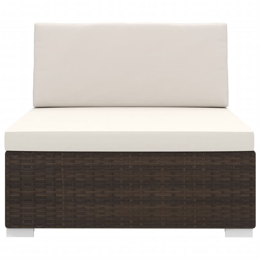 Tuinstoel met kussens middensectie poly rattan bruin