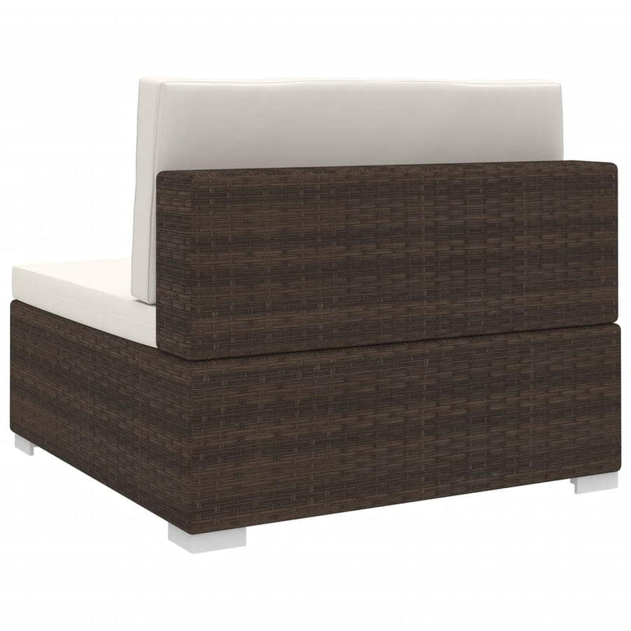 Tuinstoel met kussens middensectie poly rattan bruin
