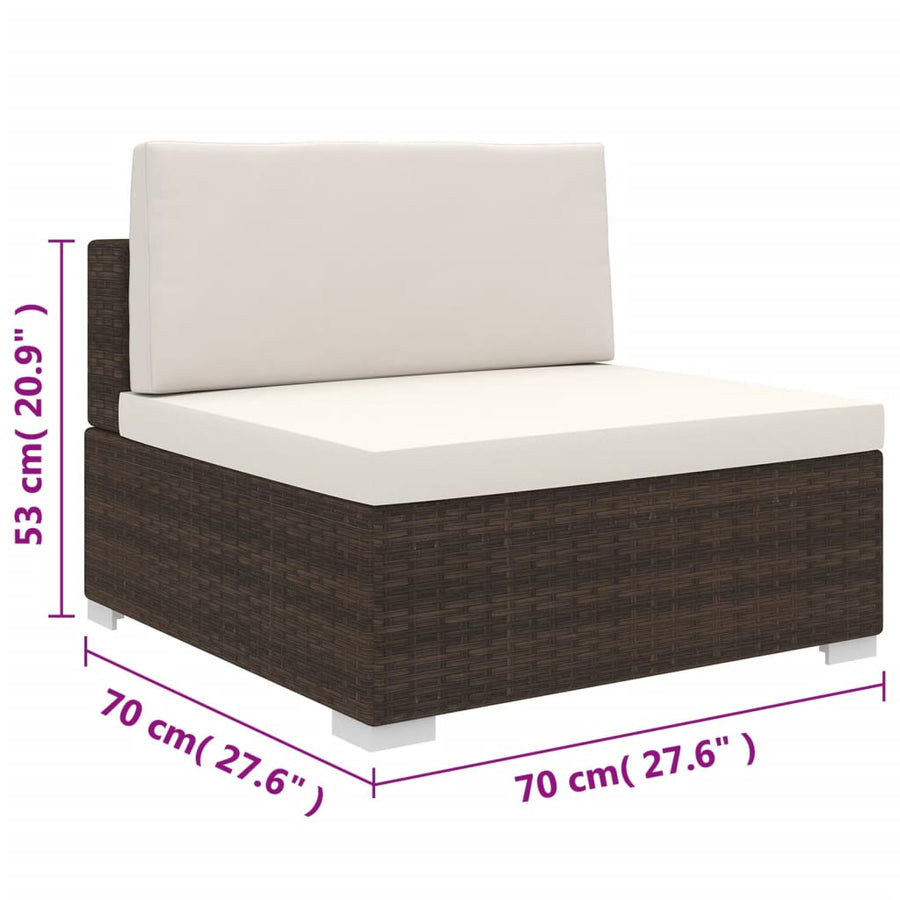 Tuinstoel met kussens middensectie poly rattan bruin
