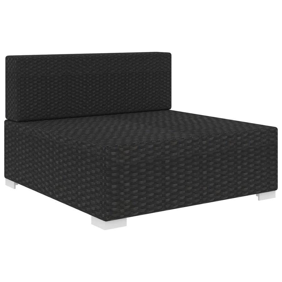 Tuinstoel met kussens middensectie poly rattan zwart
