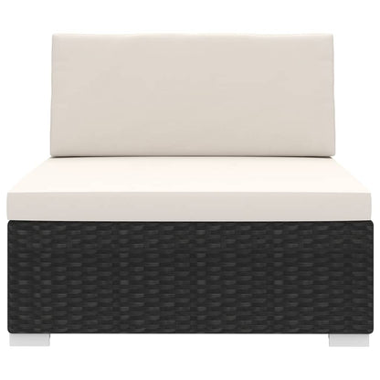 Tuinstoel met kussens middensectie poly rattan zwart