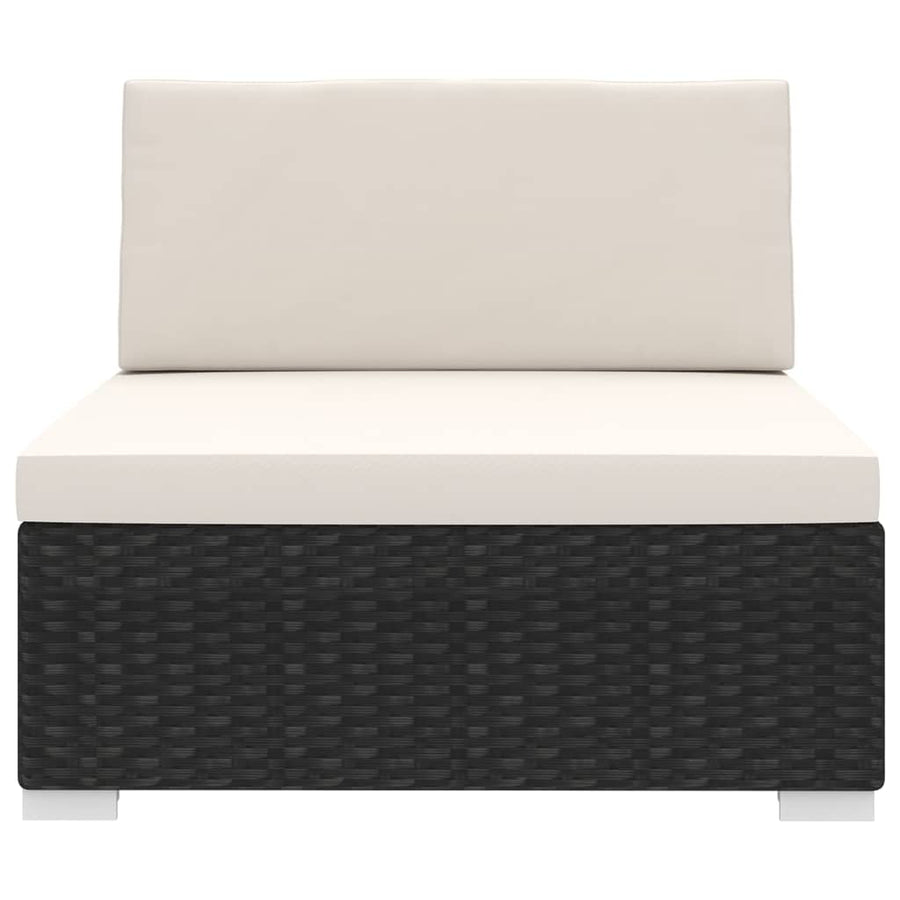 Tuinstoel met kussens middensectie poly rattan zwart