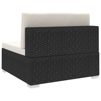 Tuinstoel met kussens middensectie poly rattan zwart
