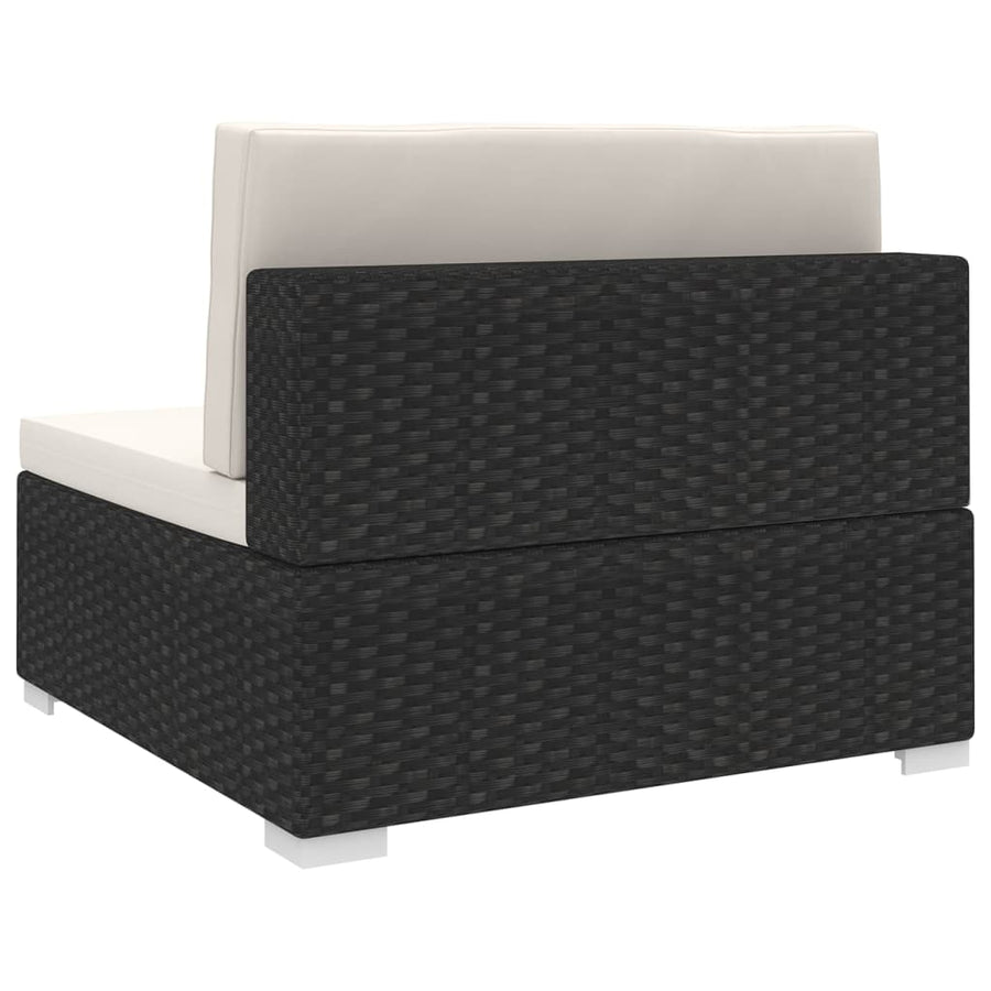 Tuinstoel met kussens middensectie poly rattan zwart