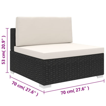 Tuinstoel met kussens middensectie poly rattan zwart