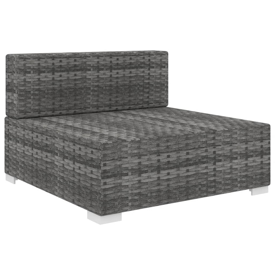Tuinstoel met kussen middensectie poly rattan grijs