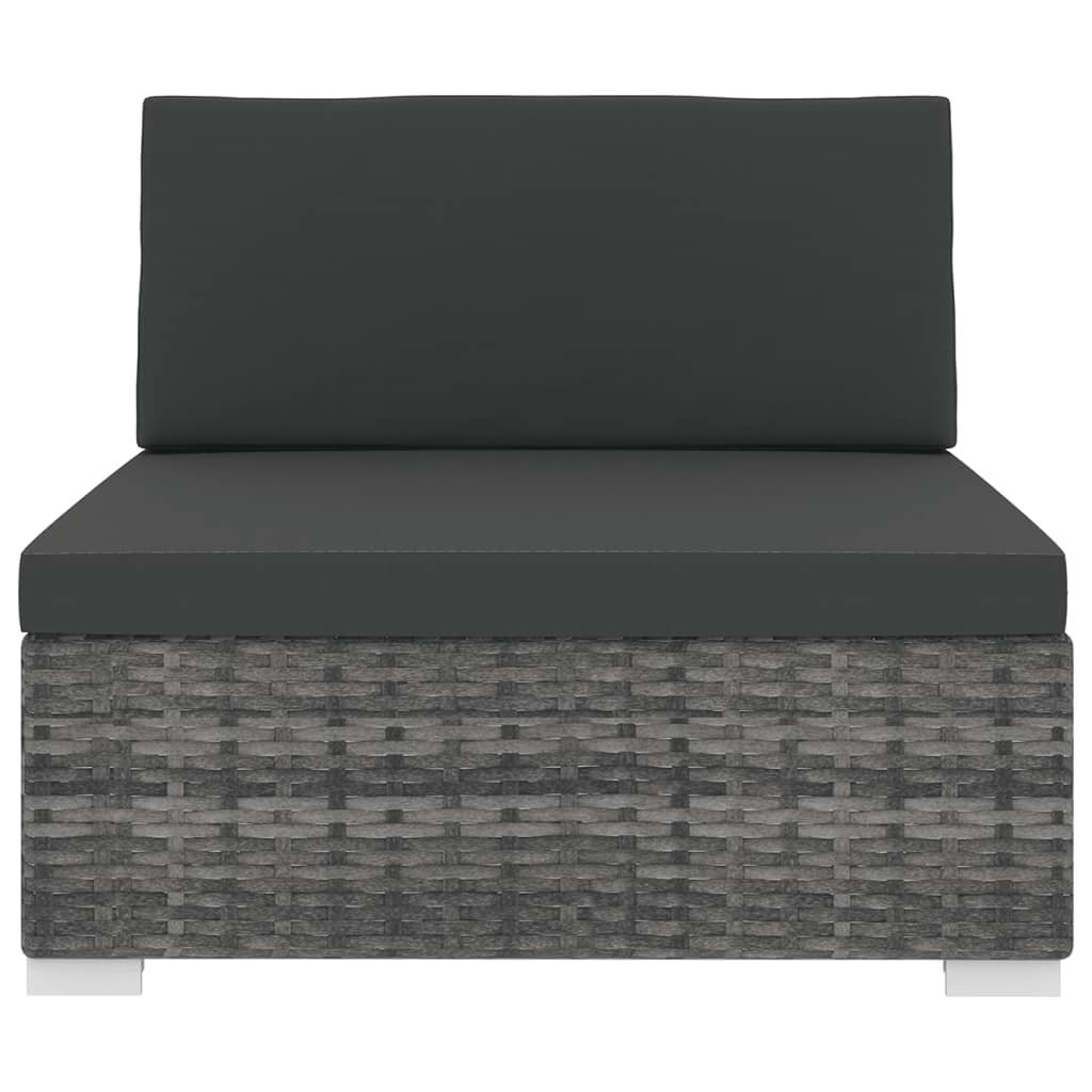 Tuinstoel met kussen middensectie poly rattan grijs