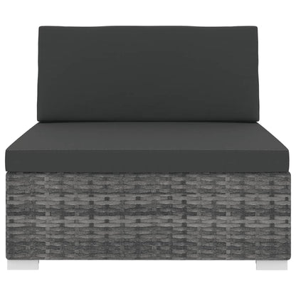 Tuinstoel met kussen middensectie poly rattan grijs