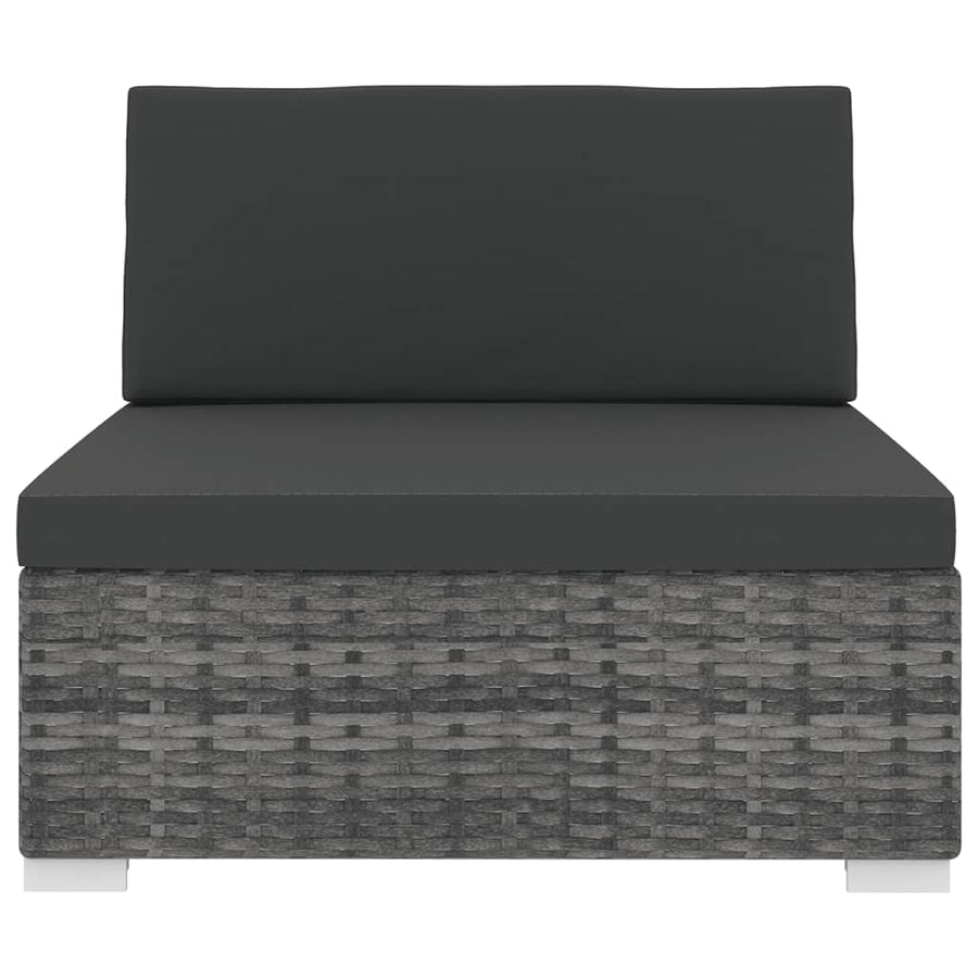 Tuinstoel met kussen middensectie poly rattan grijs