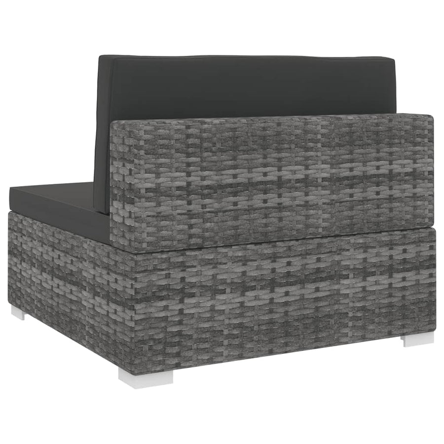 Tuinstoel met kussen middensectie poly rattan grijs
