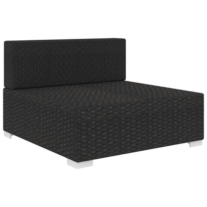 Tuinstoel met kussens middensectie poly rattan zwart