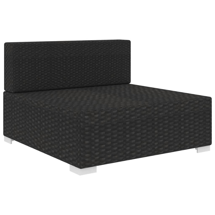 Tuinstoel met kussens middensectie poly rattan zwart