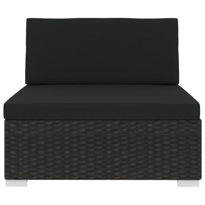 Tuinstoel met kussens middensectie poly rattan zwart
