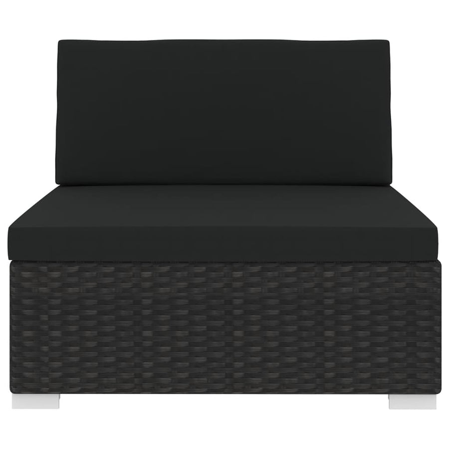 Tuinstoel met kussens middensectie poly rattan zwart