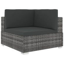 Tuinstoel met kussens hoeksectie poly rattan grijs