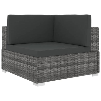 Tuinstoel met kussens hoeksectie poly rattan grijs