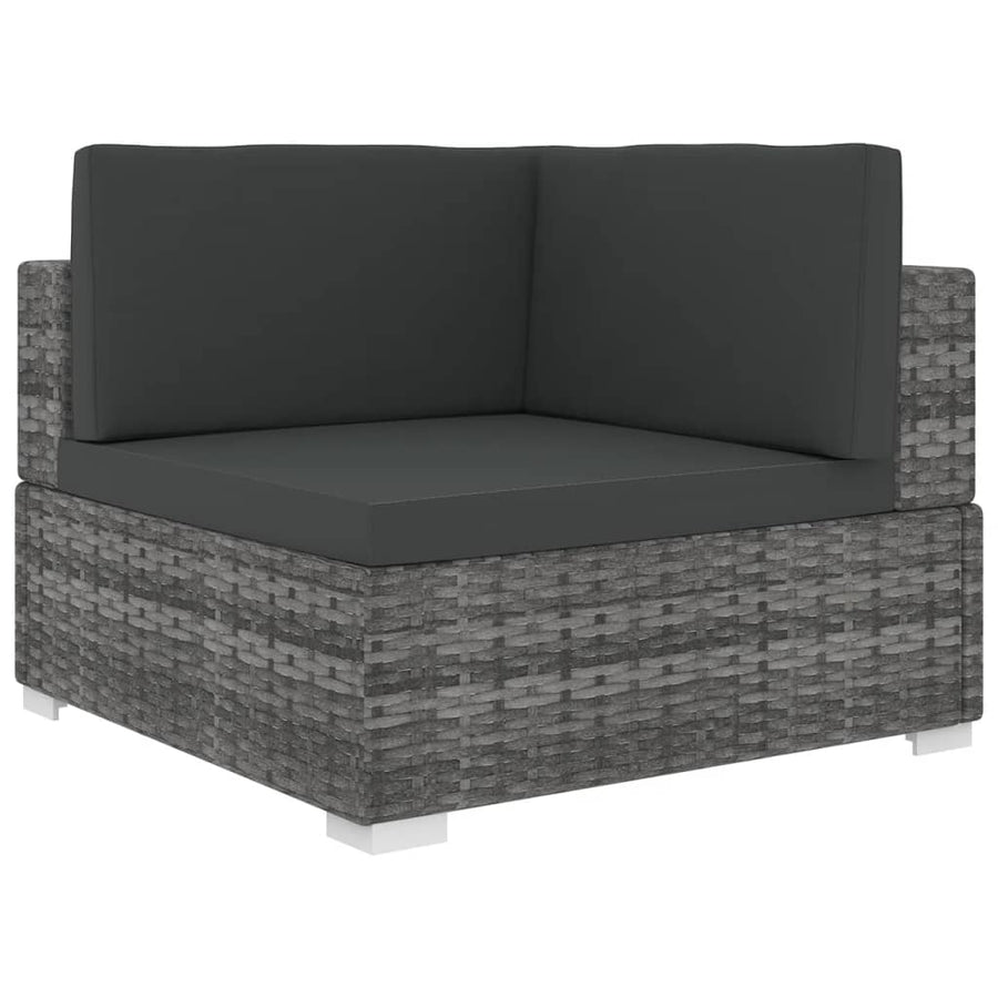 Tuinstoel met kussens hoeksectie poly rattan grijs