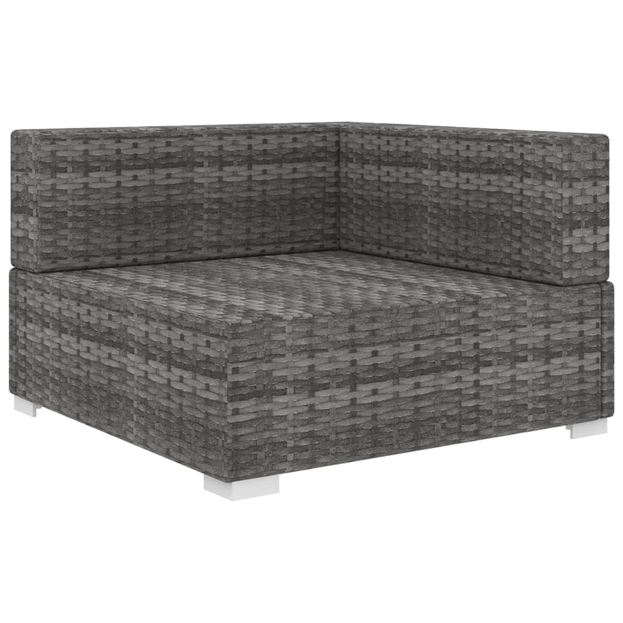 Tuinstoel met kussens hoeksectie poly rattan grijs