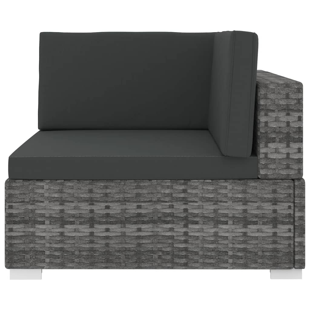 Tuinstoel met kussens hoeksectie poly rattan grijs