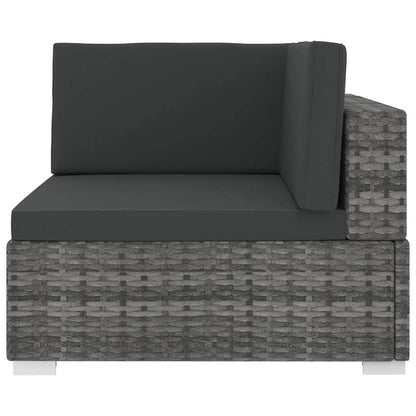 Tuinstoel met kussens hoeksectie poly rattan grijs