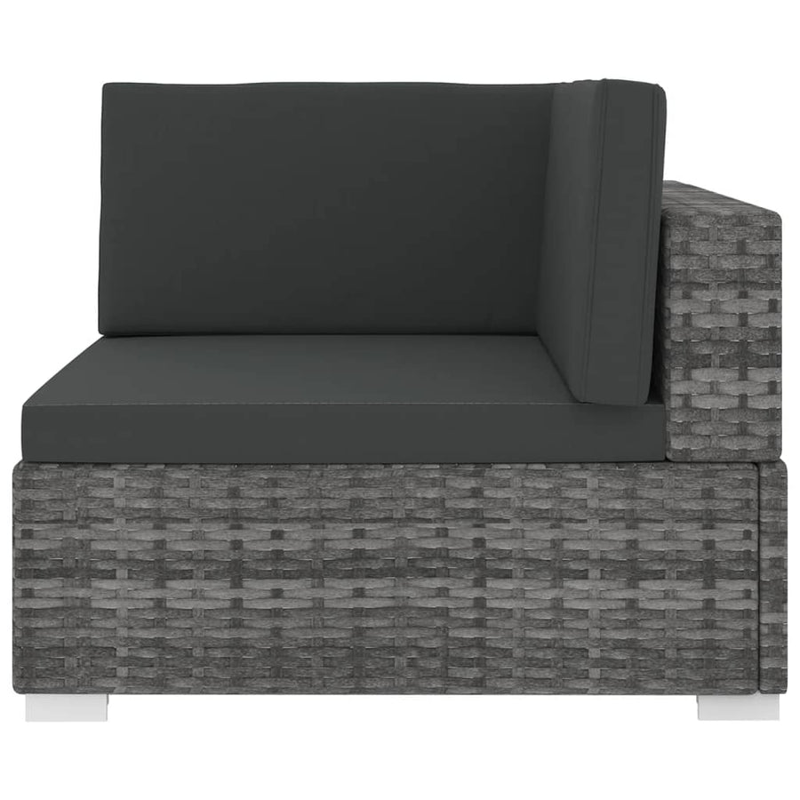 Tuinstoel met kussens hoeksectie poly rattan grijs