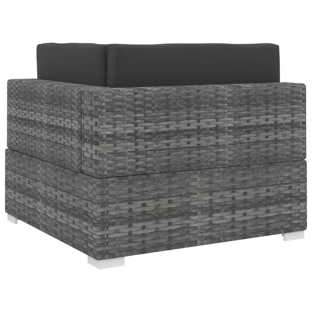 Tuinstoel met kussens hoeksectie poly rattan grijs